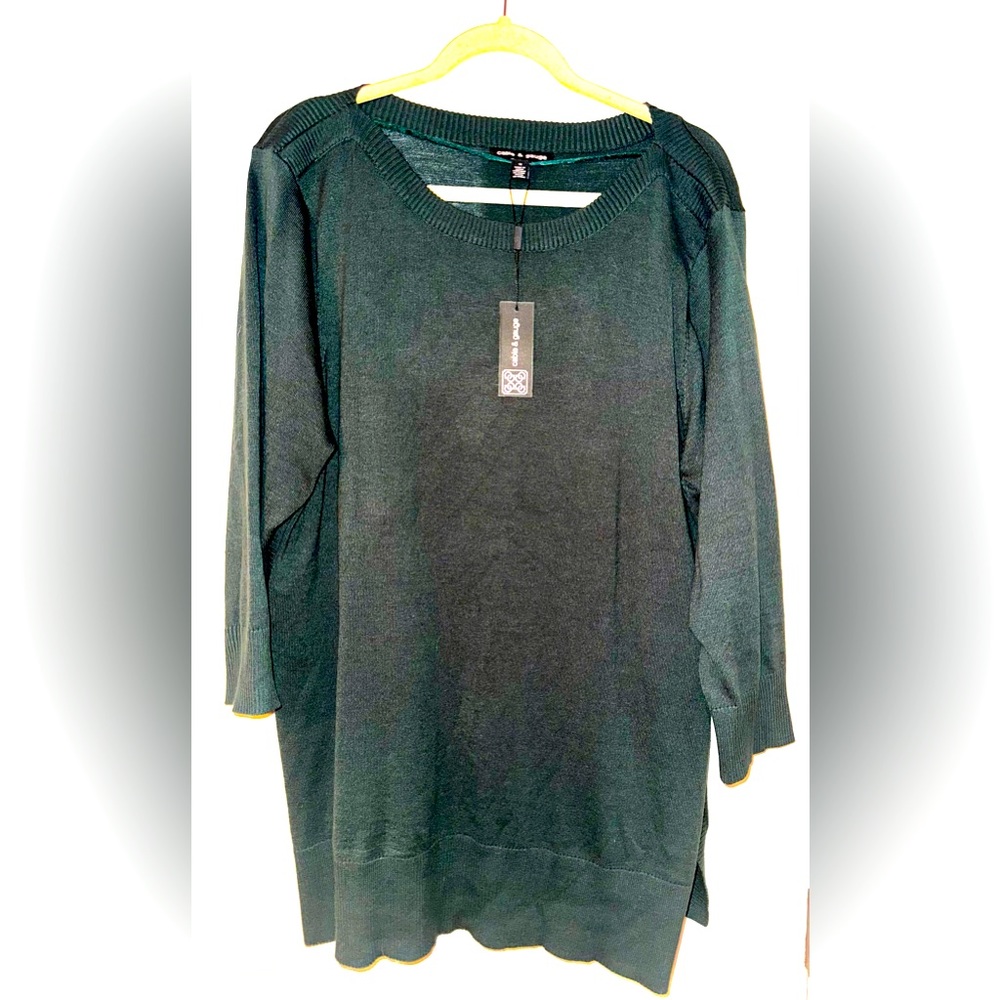1X Emerald Cable and Gauge Tunic-Length Sweater, NWT, Very Soft